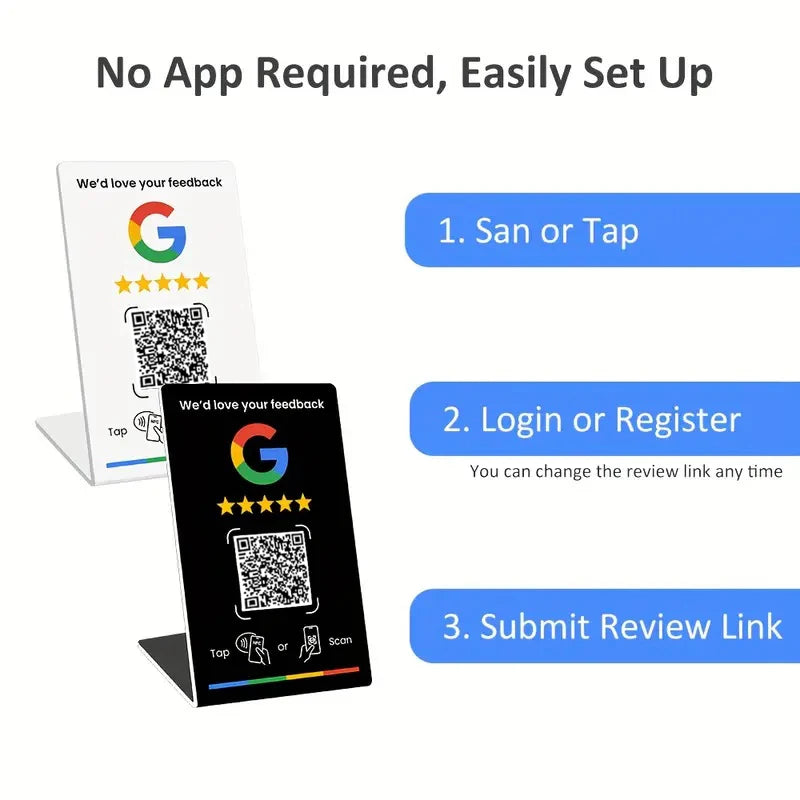 NFC Google Review Card – Standing Table Display