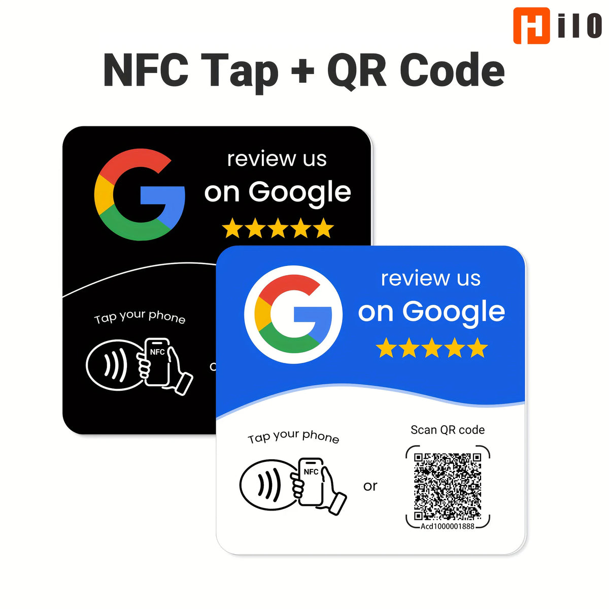 Square NFC Google Review Card – QR Code Table Display